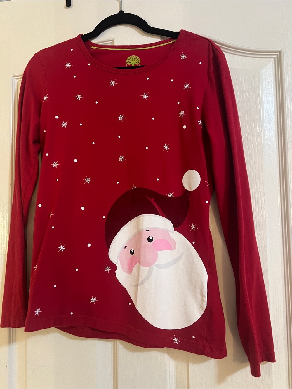 healing hands Red Santa Face Long-Sleeve Women’s  Top